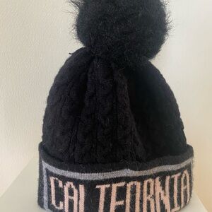Robin Ruth Black Knit Beanie with Pom-Pom